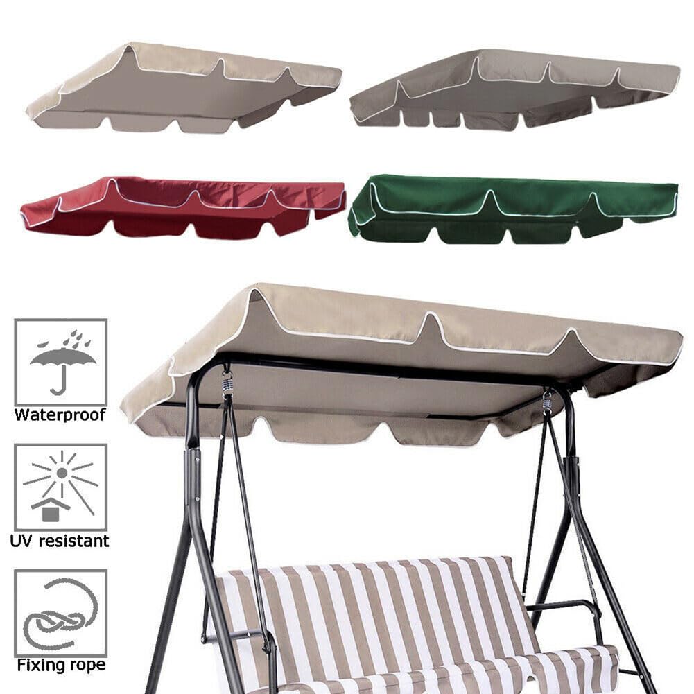 J-BLOOMLTD Patio Swing Chair Canopy Replacement 2 Seater Waterproof Windproof Rip Proof Garden Hammock Top Cover Outdoor Porch Swing Seat Canopy Cover Arden Furniture Double 142cm L x 120cm W x 18cm H
