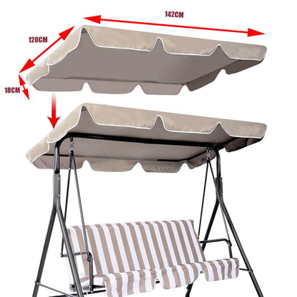 J-BLOOMLTD Patio Swing Chair Canopy Replacement 2 Seater Waterproof Windproof Rip Proof Garden Hammock Top Cover Outdoor Porch Swing Seat Canopy Cover Arden Furniture Double 142cm L x 120cm W x 18cm H