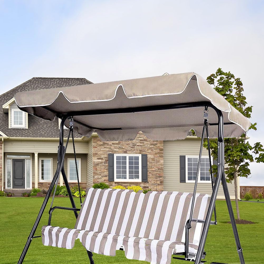 J-BLOOMLTD Patio Swing Chair Canopy Replacement 2 Seater Waterproof Windproof Rip Proof Garden Hammock Top Cover Outdoor Porch Swing Seat Canopy Cover Arden Furniture Double 142cm L x 120cm W x 18cm H